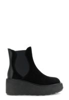 botines de cuna de ante y piel con elasticos black