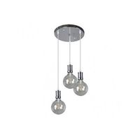 lampara prisco 3xe27 cromotransparente bombillas incluidas 24w 2700k 2550lm regx36x36 cm