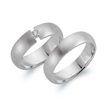 Alianzas 8 quilates oro blanco con diamante