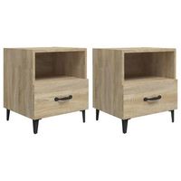 pack 2 uds mesitas de noche  mesa auxiliar  mesilla madera contrachapada roble sonoma