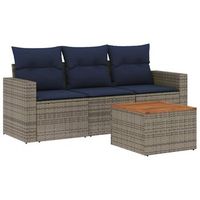 set de sofas de jardin 4 pzas con cojines ratan sintetico gris cfw199125