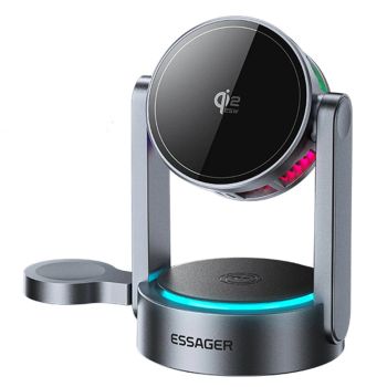 ESSAGER T50 Qi2.2 Cargador Inalámbrico Magnético 3-en-1 25W Cargador Rápido Inalámbrico Soporte para Smartphones para iP