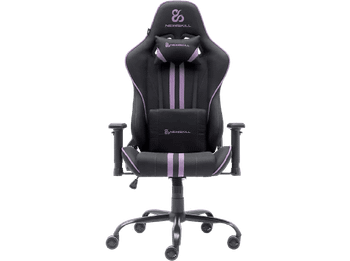 Silla gaming - Newskill Kitsune V2, Reposabrazos 2D, Hasta 136 kg, Tela Transpirable, Cojines Lumbar y Cervical, Reclinable en 180º, Morado