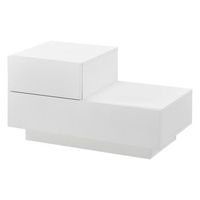 mesa de noche con 2 cajones - 38 x 70 x 35 cm - mesita de noche - cajon en la parte izquierda - mesilla - armario para almacenar - blanco mate encasa