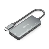 hub usb-c 31 pd 100w 1xusb-c 30 3xusb-a 20 aluminio gris 15cm