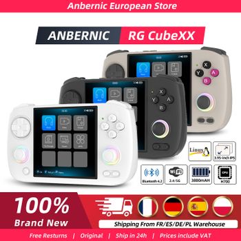 ANBERNIC RG Cubexx Consola de Juegos Retro con Pantalla IPS de 3.95 Pulgadas 720*720, Sistema Linux, 64G con 5K Juegos Preinstalados, Batería de 3800mAh