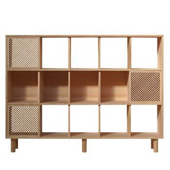 Librería de pino macizo natural 3 puertas 160 cm Barnizado