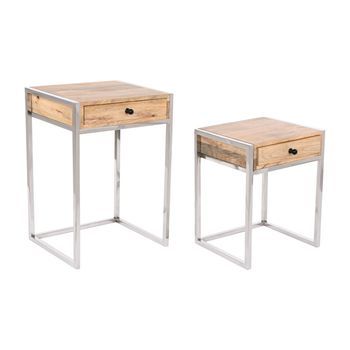 Mesita Auxiliar Set 2 Mango 45,5x41x66,5 Con Cajon