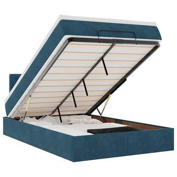 Cama Otomana Con Colchón 120x190 Cm Terciopelo Azul Oscuro Vidaxl