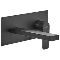 grifo monomando de laton empotrado para lavabo en pared negro dichato