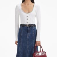 self-portrait embellished knit top - l