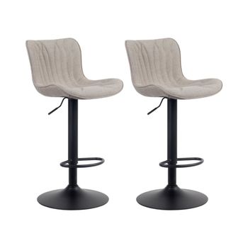 Set de 2 Taburetes de bar regulable en Tela Gris topo