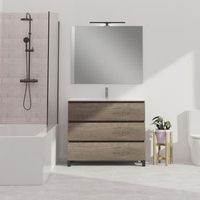 conjunto de bano wink  100 cm nebraska  tres cajones  lavabo empotrado  mueble montado  no incluye espejo  alday