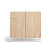 zapatero de melamina roble claro patas blanco 87x90x27 cm