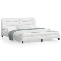 cama matrimonial  cama para adultos  estructura de cama cabecero cuero sintetico blanco 180x200 cm cfw517601
