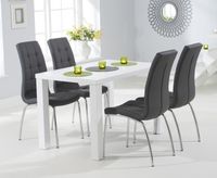 atlanta 120cm white high gloss dining table with calgary chairs