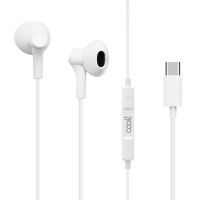 cool auriculares de boton stereo digital con micro usb-c blancos