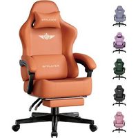 gtplayer silla de juegos con apoyo para pies para adultos cuero naranja