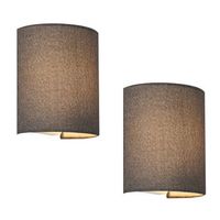 set de 2 lamparas de pared brussel modernas 1x e27 60 w textil de lino 20 x 18 x 13 cm - gris luxpro