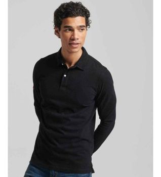 Superdry para hombre. M1110386A Polo de punto de manga larga Studios negro (XXL), Casual, Algodón, Manga corta