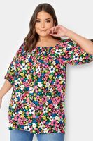yours bluson con escote fruncido de flores de colores mujer curvy y tallas grandes yours