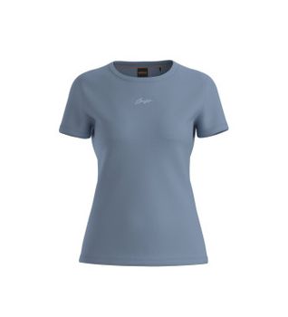 BOSS para mujer. 50554696 Camiseta Elove azul (XS), Casual, Algodón, Manga corta