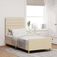 marco de cama  en crema 80x200 cm tela v6583 unico  nata