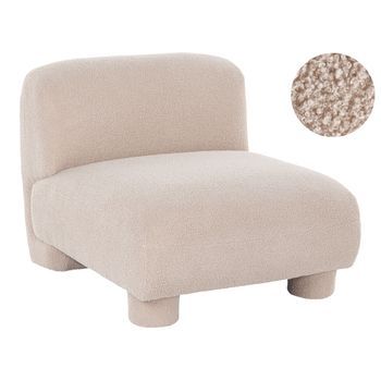 Sillón Modular De Perfil Bajo 1 Plaza Sección De Asiento De Bouclé Sin Reposabrazos Beige Mjalbi