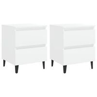 pack 2 uds mesitas de noche  mesa auxiliar  mesilla madera contrachapada blanco 40x35x50 cm