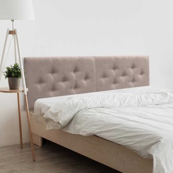 Dhome Cabecero De Tela Acualine Con 3 Hileras Intercaladas De Botones Cabezal Tapizado Cama Lujo(tierra, 190cm (2 Piezas))