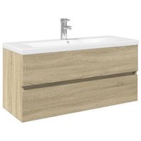 set de muebles de bano 2 pzas ceramica y madera de ingenieria vidaxl