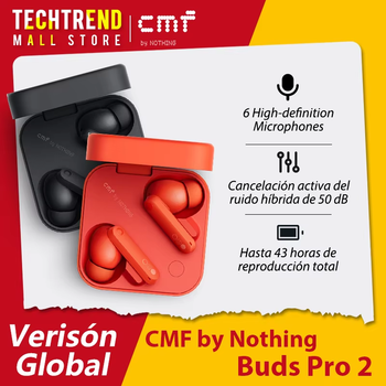Global Verison CMF by Nothing Buds Pro 2 Auriculares inalámbricos híbridos con cancelación activa del ruido de 50 dB 6 HD MICS IP55 Bluetooth 5.3 CMF Buds Pro 2 Earphones