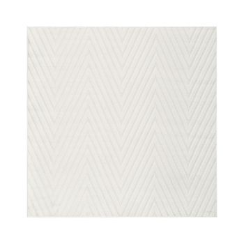 Alfombra Para Salón Estilo Moderno Forma Cuadrada Jacquard 160 Cm Pelo Corto Blanco Crema Twynam