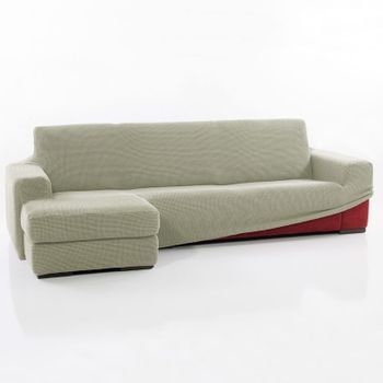 Funda Chaise Longue Super Elastica Relive Brazo Izquierdo Largo, Gris Claro. Funda Elástica Para Sofá Chaise Longue