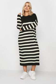 Yours Vestido De Punto De Rayas Blancas Y Negras, Mujer Curvy Y Tallas Grandes, Yours