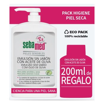 Pack emulsión sin jabón con aceite de oliva 1l+ 200ml de regalo