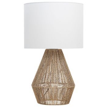 Lámpara De Mesa De Cuerda De Papel Blanco Natural 52 Cm Hecho A Mano Malewa
