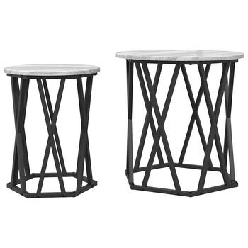 2 Uds Mesas Bajas - Mesas De Centro - Mesas De Café Gris Sonoma Madera Ingenierizada Y Acero