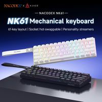 teclado para juegos con cable ajazz nk61 con caja de luz teclado mecanico compacto al 65 intercambiable en caliente a traves del teclado