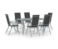 set de comedor para jardin 7 piezas aluminio plata y negro vidaxl