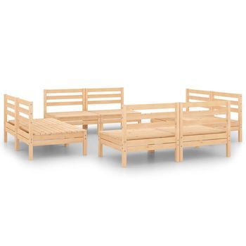 Juego De Muebles De Jardín 8 Uds | Conjunto De Comedor | Conjunto De Descanso Madera De Pino Maciza