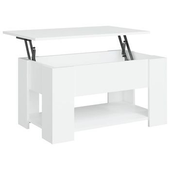 Mesa De Centro，mesa Auxiliar，mesa De Café Madera Contrachapada Blanco 79x49x41 Cm