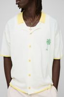 camisa de punto con bordado de palmeras blanco