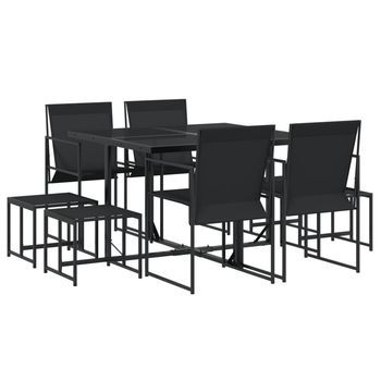 Juego De Comedor Para Jardín 9 Uds | Muebles De Jardín Textilene Negro