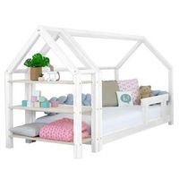 cama cabana con estante 120 x 200 blanco y natural