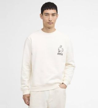 Barbour international para hombre. MOL0750 Sudadera Staithes blanco roto (L), Casual, Algodón