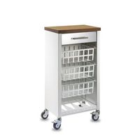 carrito de cocina kara blanco con cajon 3 cestas y encimera efecto maderacerezo le gard