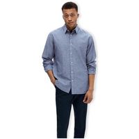 selected camisa manga larga noos slimnew-linen shirt ls - medium blue denim para hombre