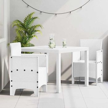 Conjunto De Comedor De Jardín 3 Uds. Blanco Polipropileno Vidaxl