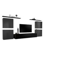 conjunto de muebles para salon switch iv diseno color negro y gris brillante
